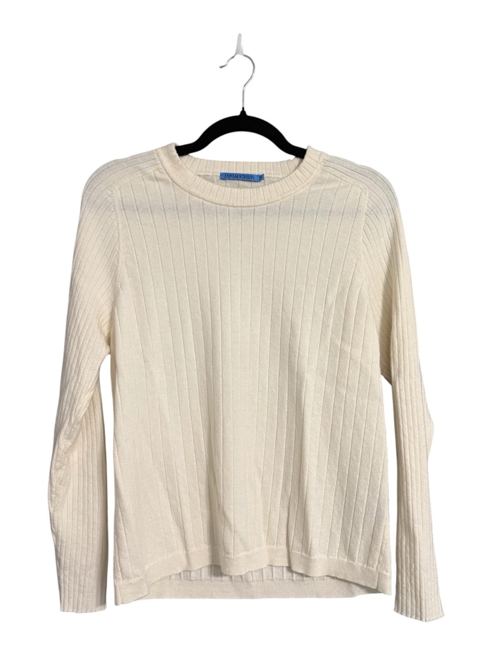 J. McLaughlin Merino Wool Cashmere Ribbed Sweater Ivory XL Luxury Knit